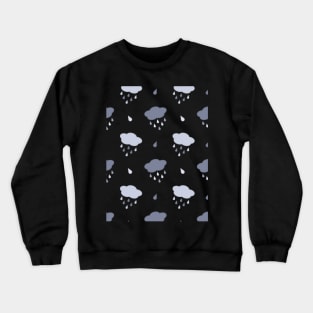 Rain Cloud Pattern in Black Crewneck Sweatshirt
